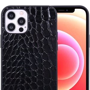Black Faux Crocodile iPhone 12 Case